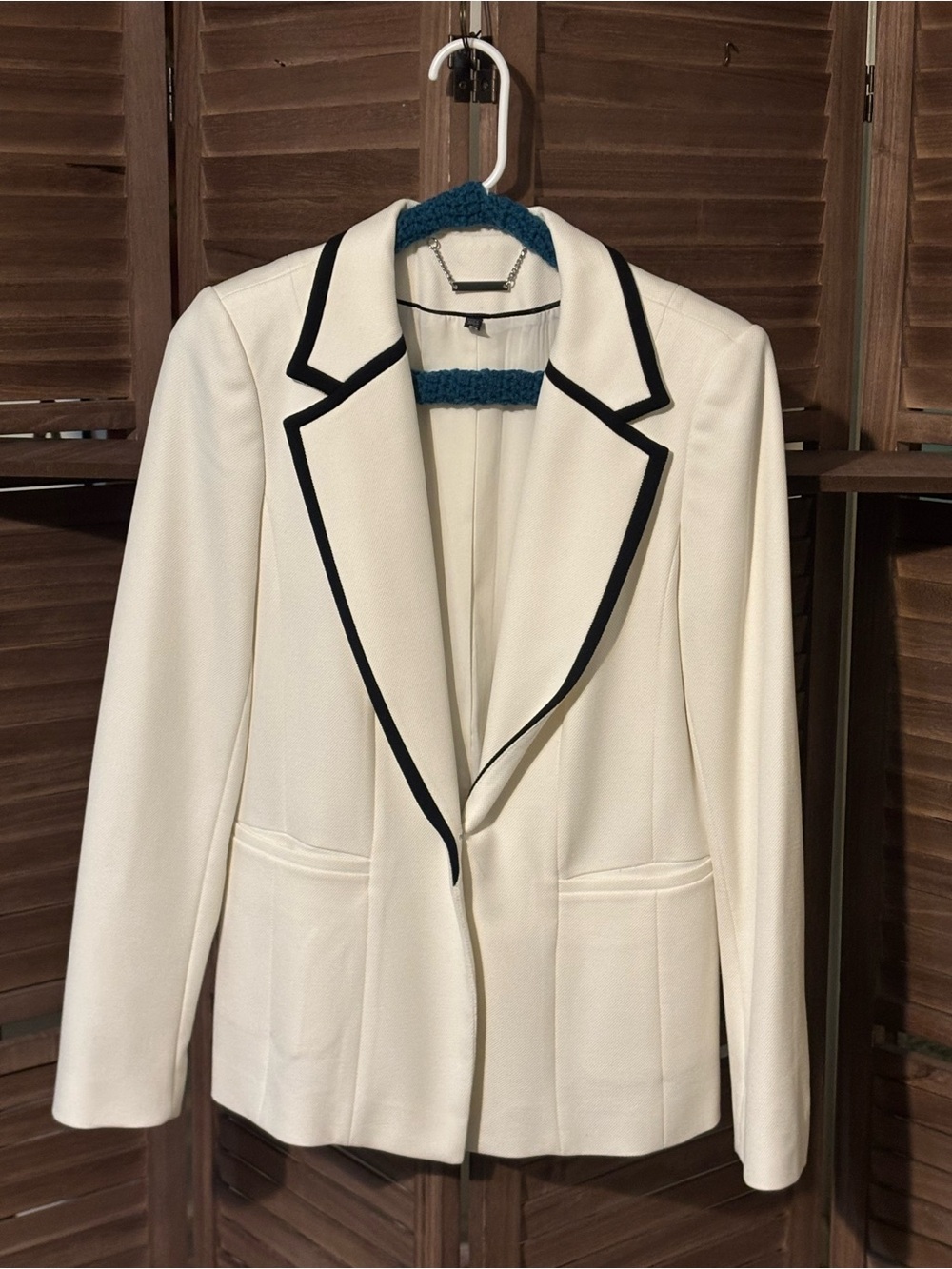 White House Black Market Ivory Blazer with Black Trim